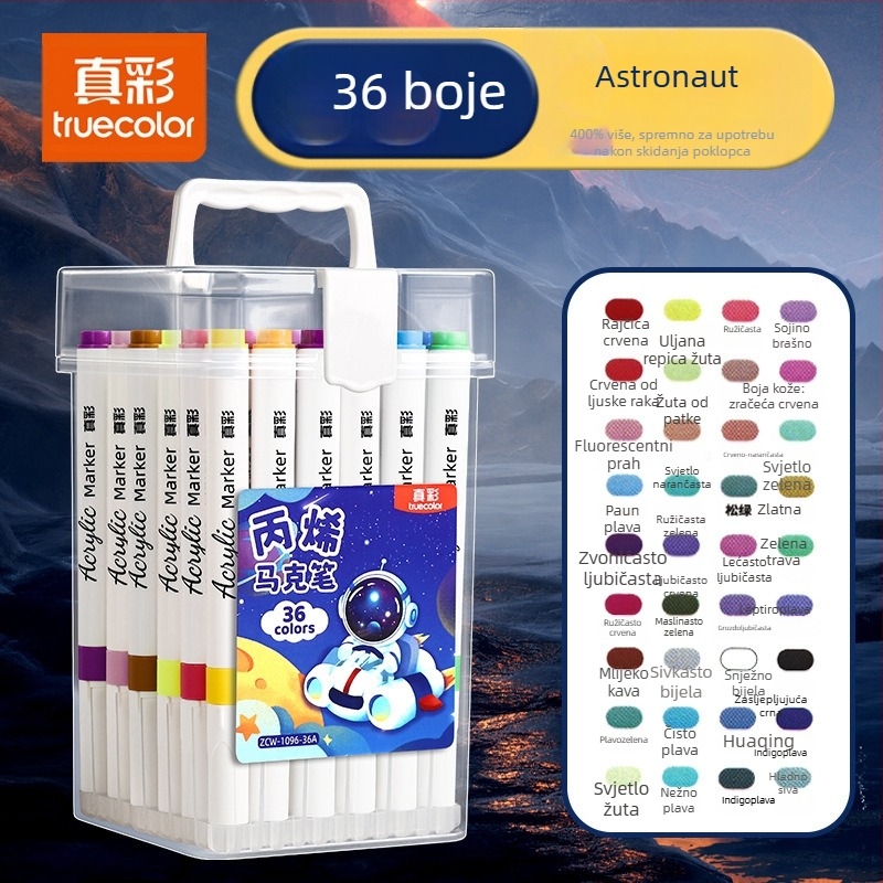 True Color marker za crtanje, siguran akvarel marker za vrtić, neproziran pigment i složiva akrilna četkica