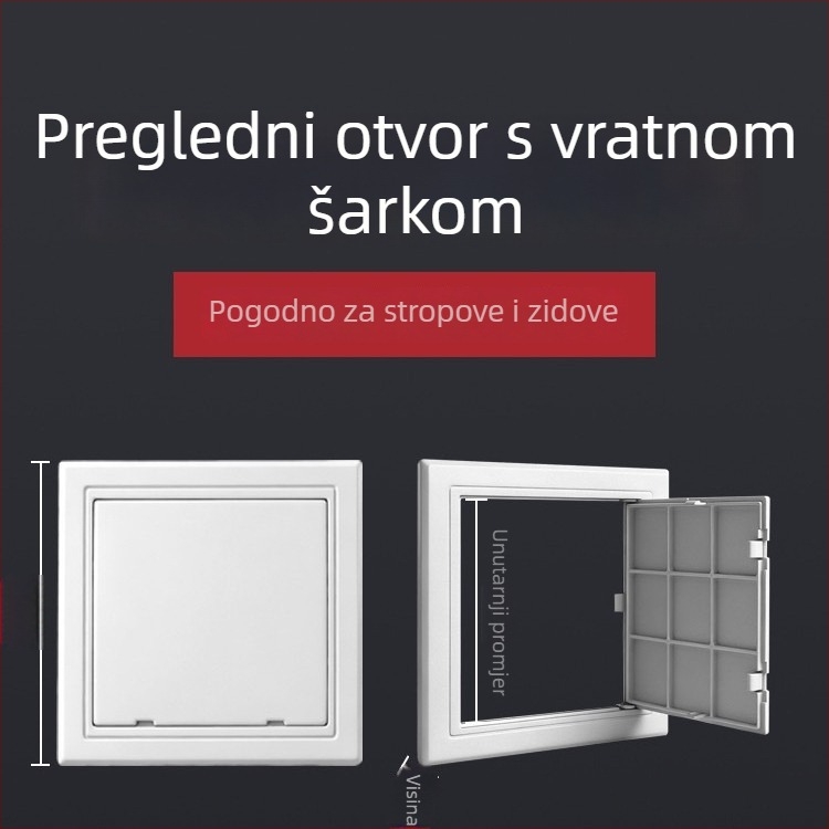 Zidni pristupni panel za održavanje odvodnih cijevi, plastični poklopac cijevi, dekorativni poklopac kupaonskog kanalizacijskog sustava