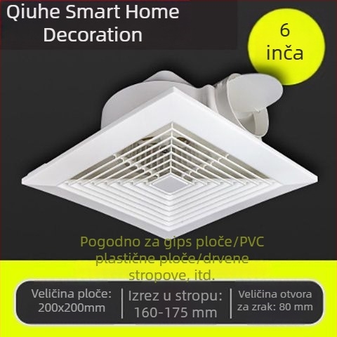 Integrirani stropni ventilator za ventilaciju 300x300 za kupaonicu i kuhinju, snažan i tih 30x30