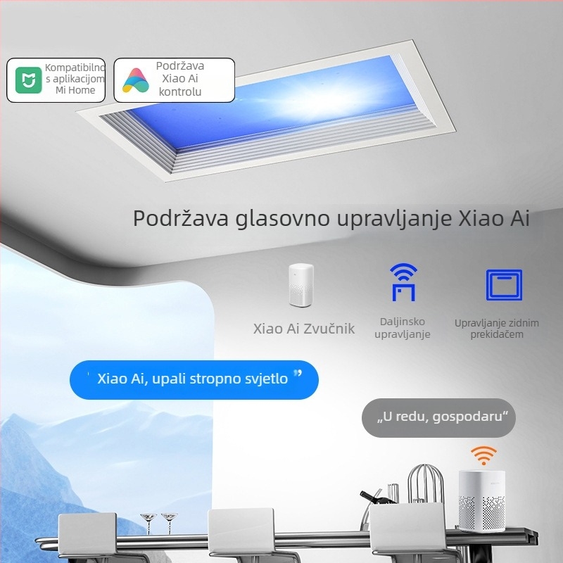 LED ultra-tanki stropni svjetlosni panel s inteligentnom integracijom, za kuhinju i kupaonicu, plavo nebo svjetlo, simulacija sunca, čisto nebo svjetlo