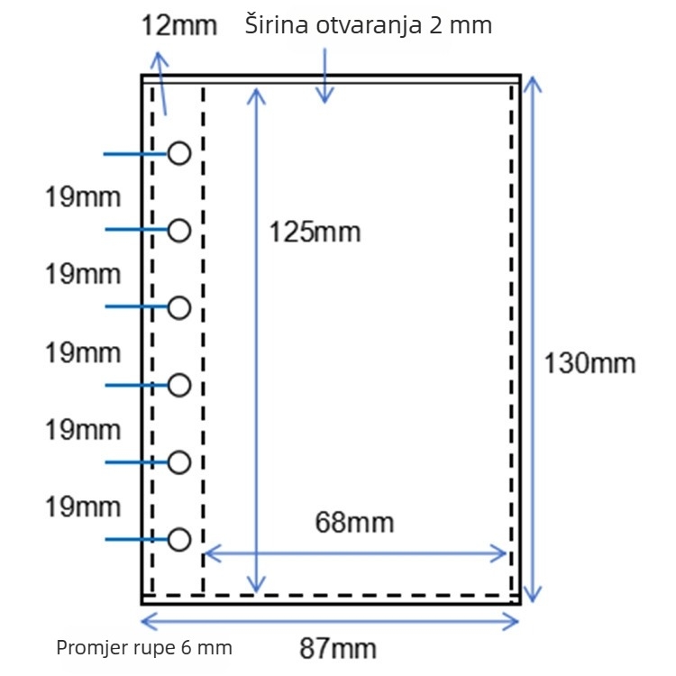 A6/A7 PVC dnevnik s dvostrukim zatvaračem, šaren dizajn, minimalistički Instagram stil, trodijelni vanjski omotač s držačem za 6 kartica