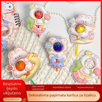 Kartica za lizalicu s papirnatom cvjetnom dekoracijom – slatka rekvizita za nagradu u vrtiću
