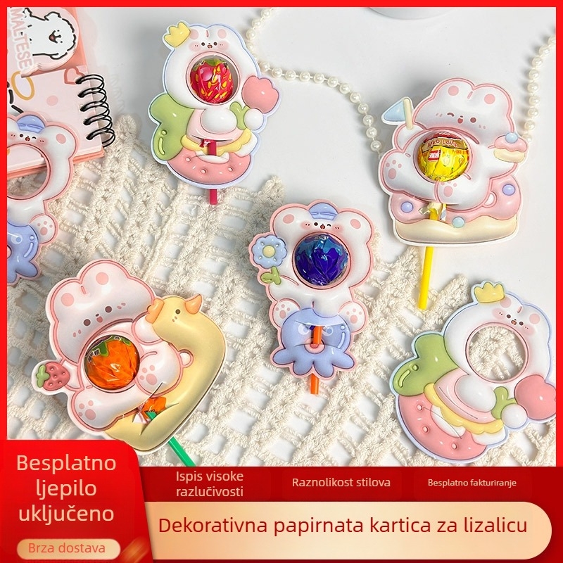 Kartica za lizalicu s papirnatom cvjetnom dekoracijom – slatka rekvizita za nagradu u vrtiću