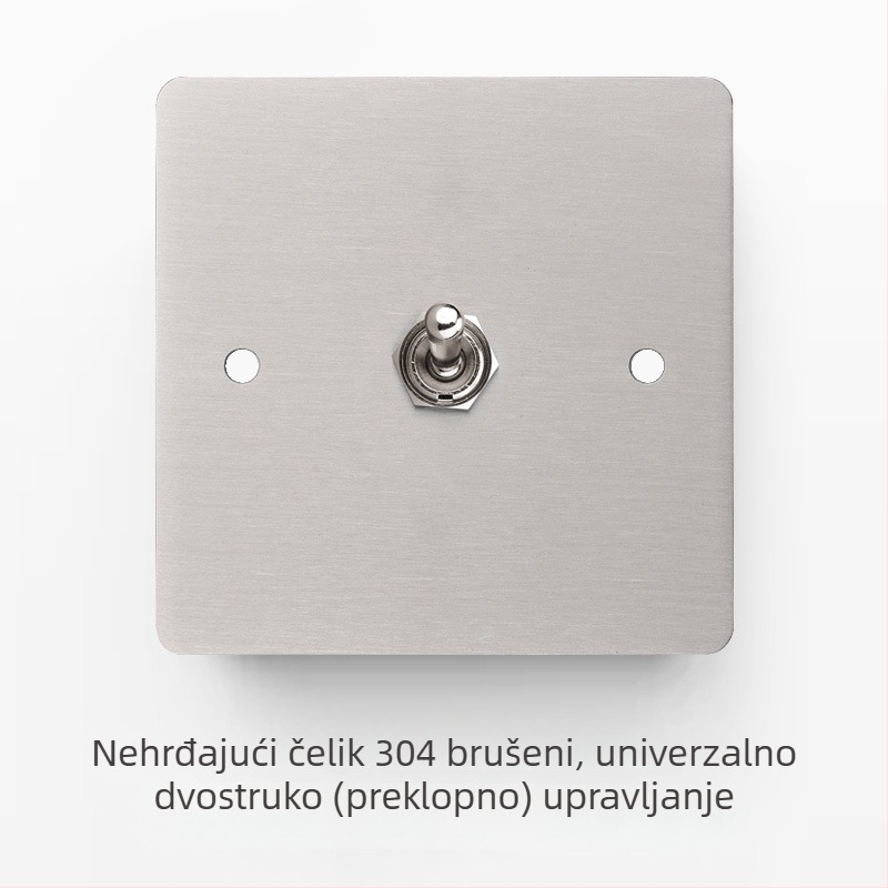 Set prekidača i utičnice od nehrđajućeg čelika sa brušenim panelom, industrijskog stila, prekidač na polugu