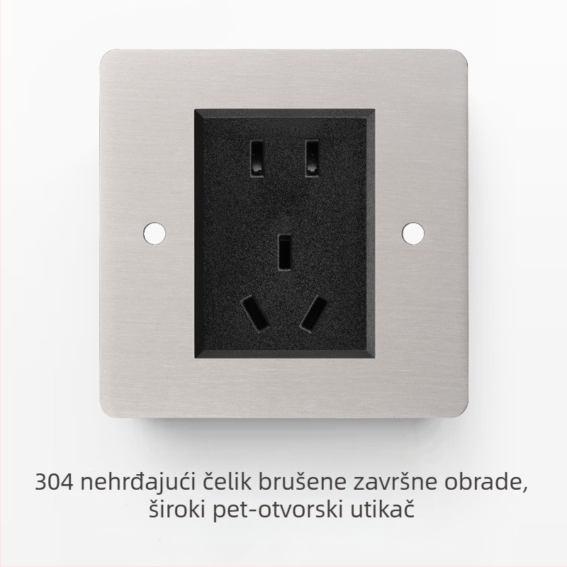 Set prekidača i utičnice od nehrđajućeg čelika sa brušenim panelom, industrijskog stila, prekidač na polugu