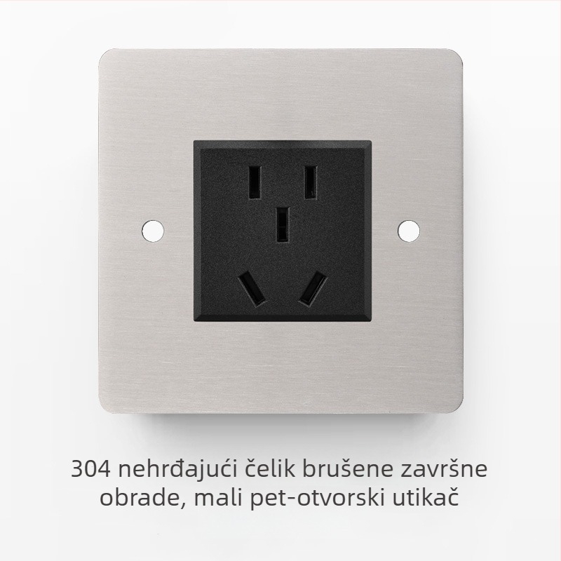 Set prekidača i utičnice od nehrđajućeg čelika sa brušenim panelom, industrijskog stila, prekidač na polugu