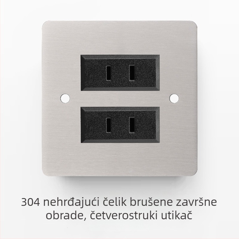 Set prekidača i utičnice od nehrđajućeg čelika sa brušenim panelom, industrijskog stila, prekidač na polugu
