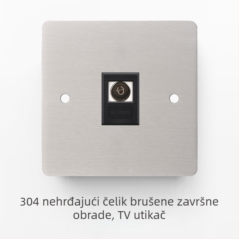 Set prekidača i utičnice od nehrđajućeg čelika sa brušenim panelom, industrijskog stila, prekidač na polugu