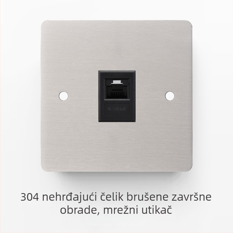 Set prekidača i utičnice od nehrđajućeg čelika sa brušenim panelom, industrijskog stila, prekidač na polugu