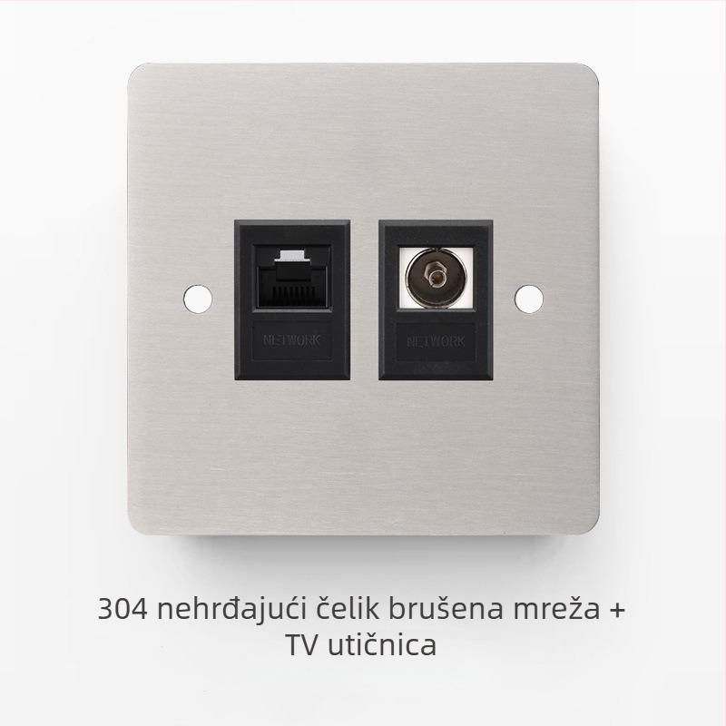 Set prekidača i utičnice od nehrđajućeg čelika sa brušenim panelom, industrijskog stila, prekidač na polugu