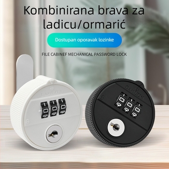 Mehanički zaključivač s kodom i ključem za arhivski ormar, dvostruka vrata, produženi ladica