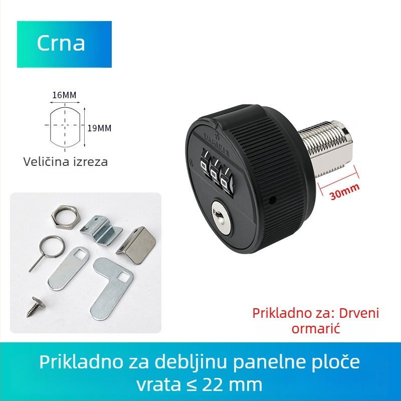 Mehanički zaključivač s kodom i ključem za arhivski ormar, dvostruka vrata, produženi ladica