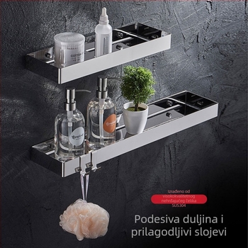 Pravokutni stalak za kupaonicu od 304 nehrđajućeg čelika s dvostrukim mrežastim košaricama
