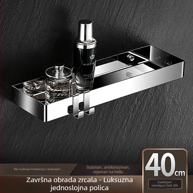 Pravokutni stalak za kupaonicu od 304 nehrđajućeg čelika s dvostrukim mrežastim košaricama