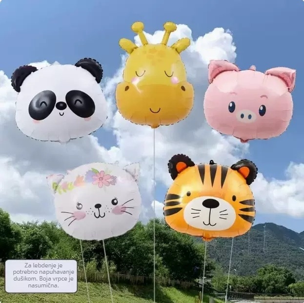 Balon od aluminijske folije s likovima životinja i voća za dojenčad, igračka za praćenje pogleda, leteći helijev balon