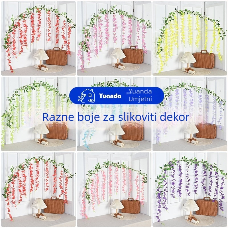 Umjetne glicinijske vrpce za omatanje cijevi i dekoraciju svadbenog stropa, produžene glicinijske vrpce