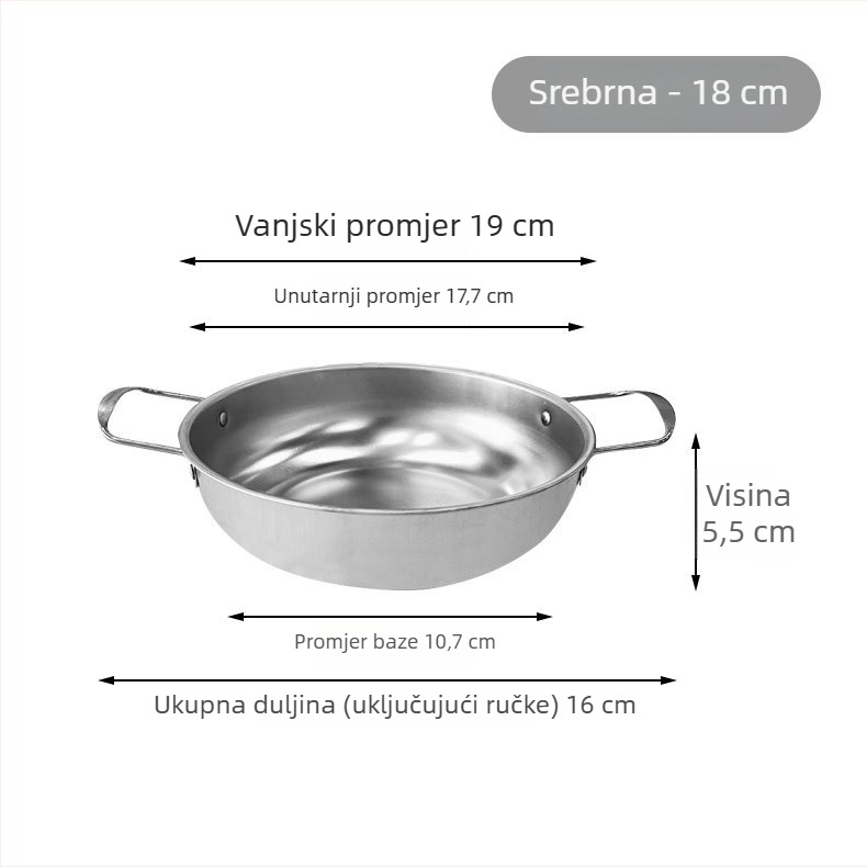 Korejski stil lonac za instant rezance, nehrđajući čelik, zlatna boja, dvostruke ručke, ravno dno, kompaktni lonac za kućnu upotrebu