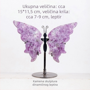 Prirodni kristalni leptir ukras s krilima od ametista i ahata, za dom i radni stol