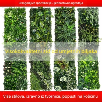 Panel zida s umjetnim biljem, 50×100 cm, dekorativna pozadina za ulaz u trgovački centar