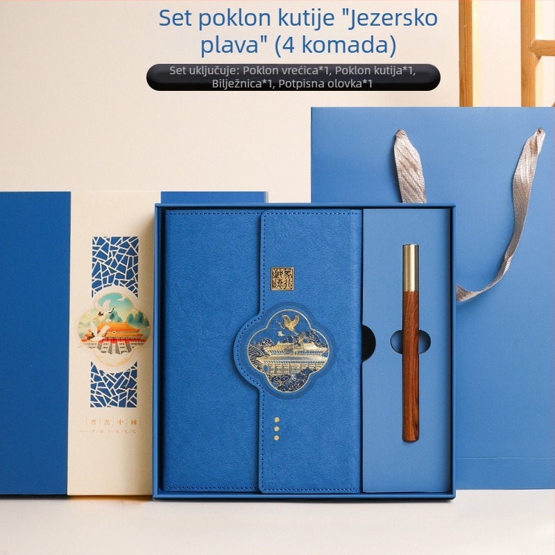 Set poslovnih bilježnica u kutiji s kineskim kulturnim i kreativnim motivima za poslovne sastanke, mogućnost logotipa, savršen suvenir