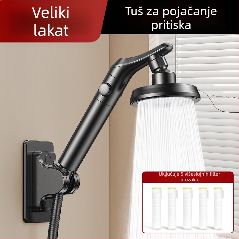 Rotirajuća tuš glava s podesivim savitljivim ramenom za male stanove, kućna upotreba, snažan tlak i velik protok vode
