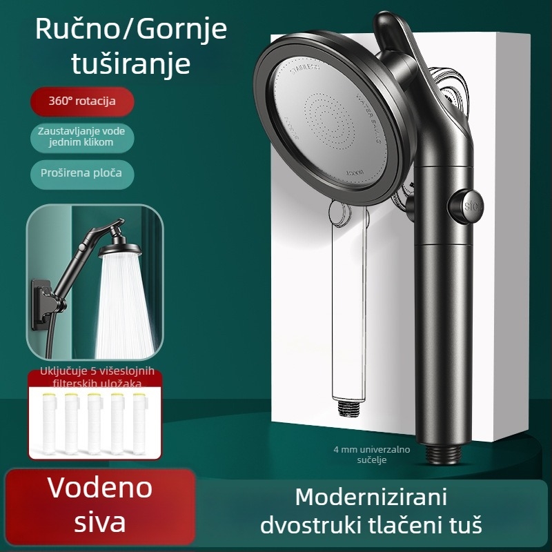 Rotirajuća tuš glava s podesivim savitljivim ramenom za male stanove, kućna upotreba, snažan tlak i velik protok vode