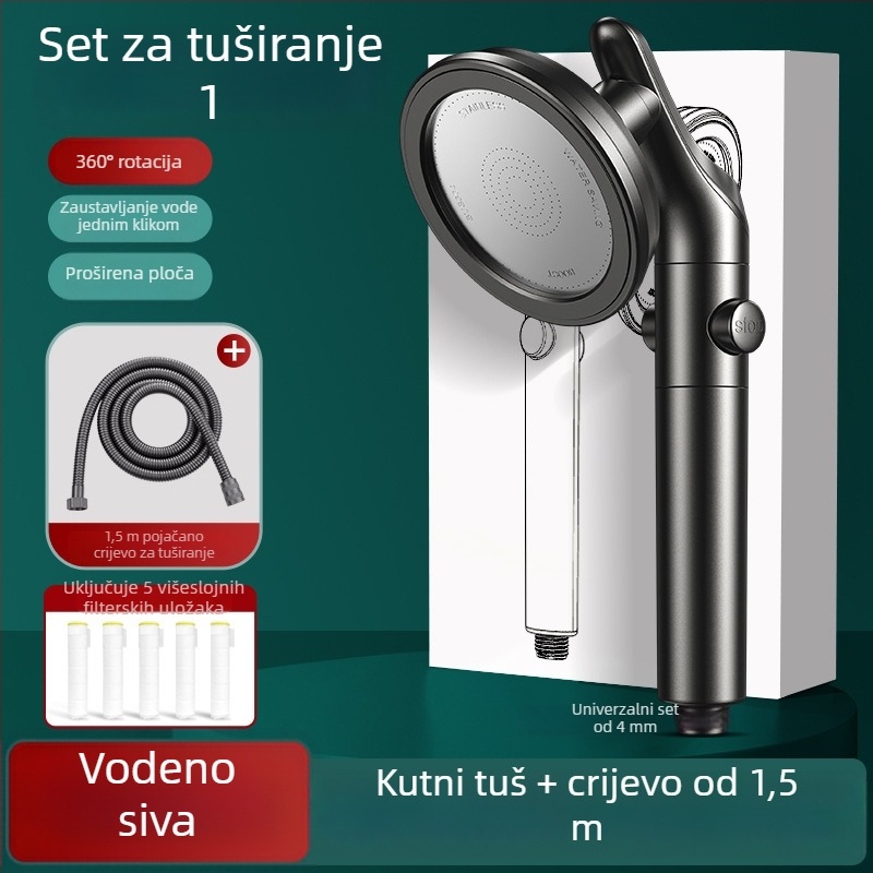 Rotirajuća tuš glava s podesivim savitljivim ramenom za male stanove, kućna upotreba, snažan tlak i velik protok vode