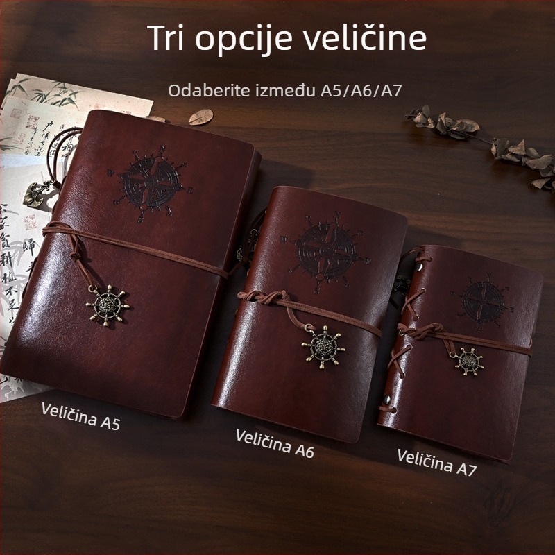Cross-Border retro dnevnik, format A5, putni bilježnica A6/A7, vez binderom, PU koža mijenja boju, nostalgični retro stil