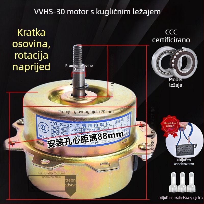 YYHS-3040 Integrirani stropni ventilacijski motor s kugličnim ležajem, potpuno bakreni motor, univerzalni