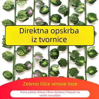Umjetni listovi grožđa, bršljan i vinova loza, zelene biljke za dekoraciju stropa i cijevi