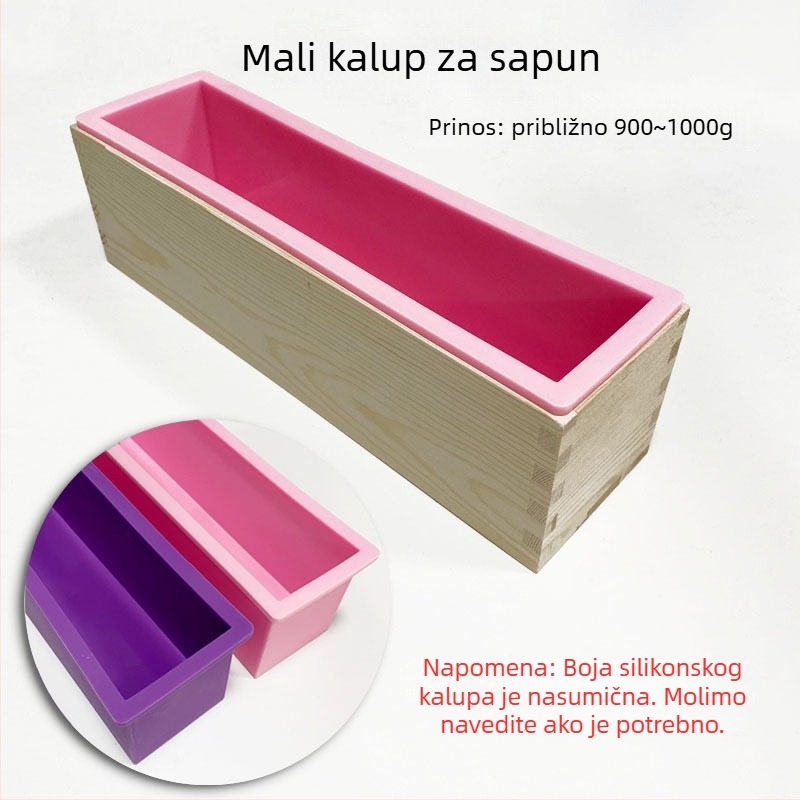 DIY alati za toplinski postup izrade sapuna: baza sapuna, kalup za sapun u obliku kruha i rezač, pigmenti, lonac za otapanje voska i grijač
