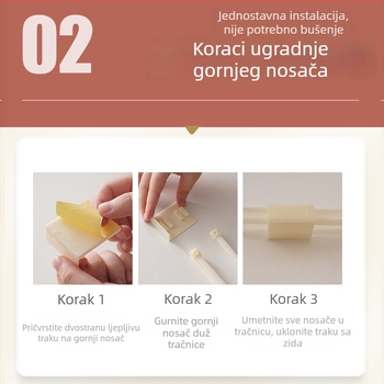 Zavjesa za krevet s U-oblikom ljepiljene šine, francuska čipka, pojačano zatamnjenje, za spavaću sobu i dom