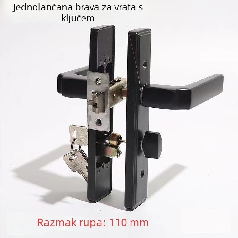 Kupaonski brava od aluminijske legure s ključem, za vrata sobe i drvena vrata, otporna na hrđu, s držalom, protiv krađe