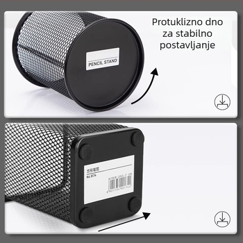 Metalni držač za pisala, okrugli stolni organizator, velik kapacitet, višenamjenski za učenike