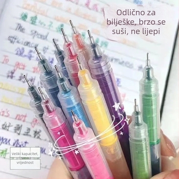 Set od 12 gel olovaka s tekućim tintom, rollerball olovka, brzo sušeće, glatko pisanje za bilješke