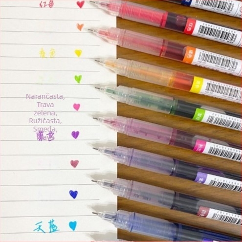 Set od 12 gel olovaka s tekućim tintom, rollerball olovka, brzo sušeće, glatko pisanje za bilješke