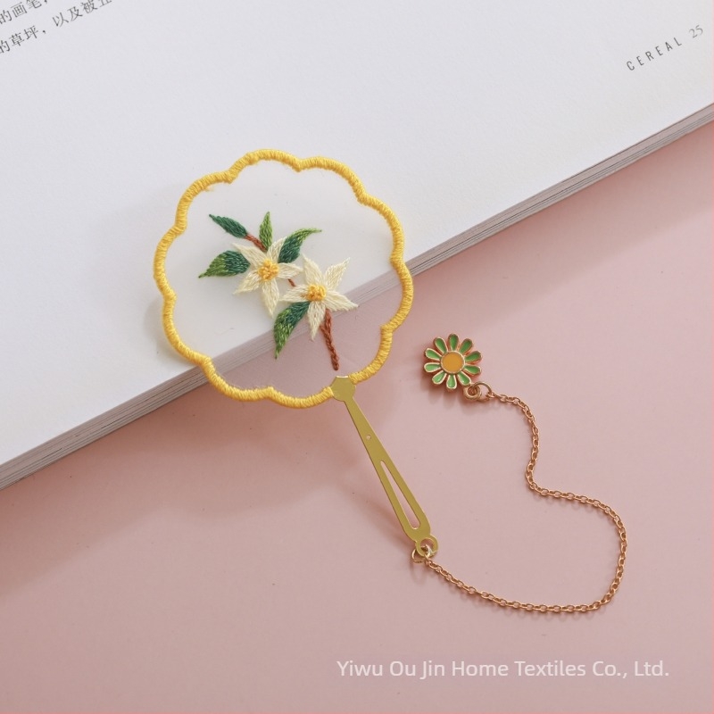 Suzhou izvezeni knjižni marker – DIY komplet za ručno vezenje, tradicionalni stil, motiv okruglog fana, dar