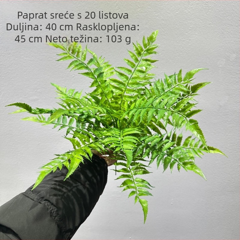 Umjetne paprati i bilje za ukrasne kompozicije — kidney fern, Persian fern, ružmarin i asparagus fern