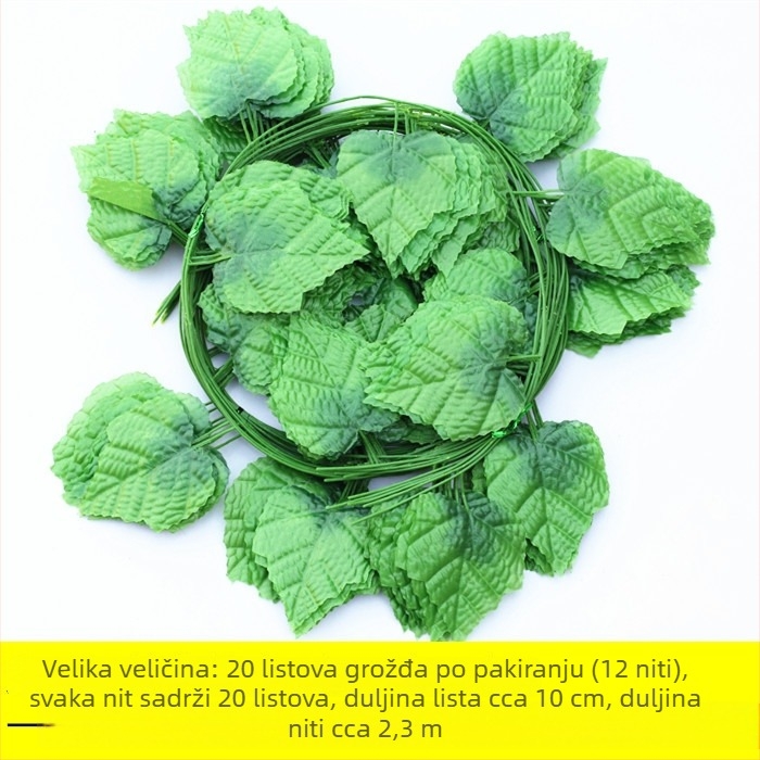 Umjetna loza s listovima grožđa i pothosa, dekoracija za strop, zelene lišće, duljina 2,2 m