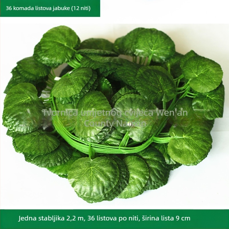 Umjetna loza s listovima grožđa i pothosa, dekoracija za strop, zelene lišće, duljina 2,2 m