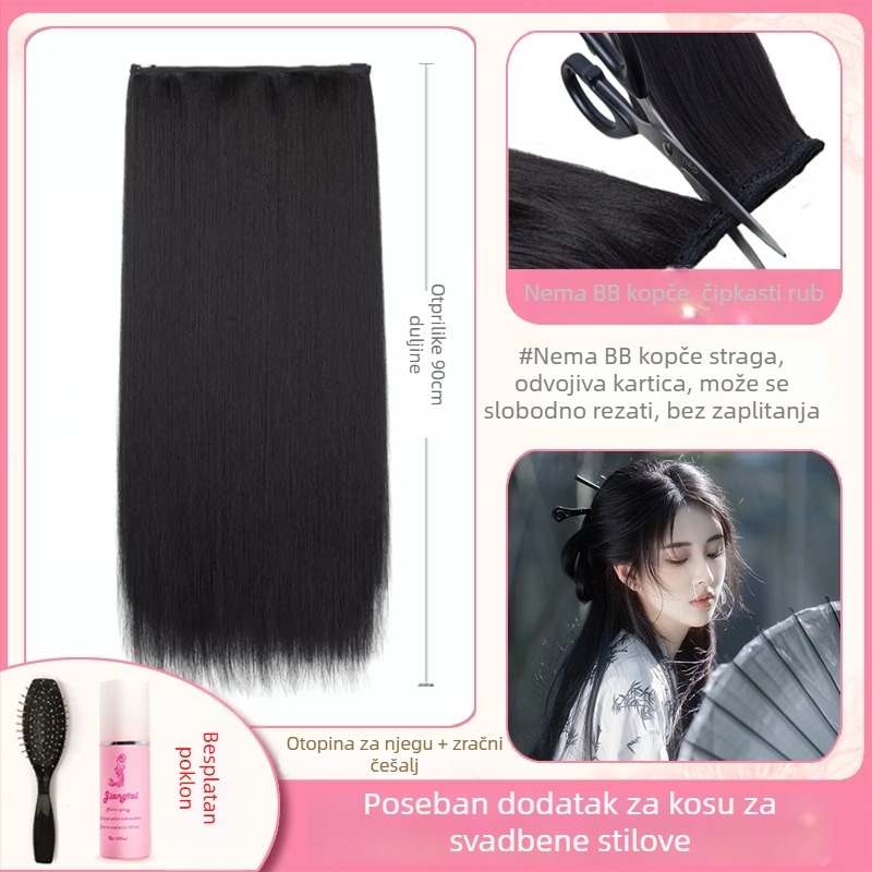 Hanfu inspirirana perika, bez šavova, jedinstveni dio za ravnu kosu i antički izgled