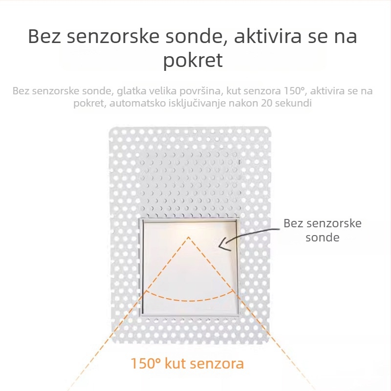 Casambi 86-tip bezokvirno ugrađeno svjetlo za stepenice s detekcijom pokreta i upravljanjem svjetlom za stepenice i hodnike (nevidljivo ugradno svjetlo)