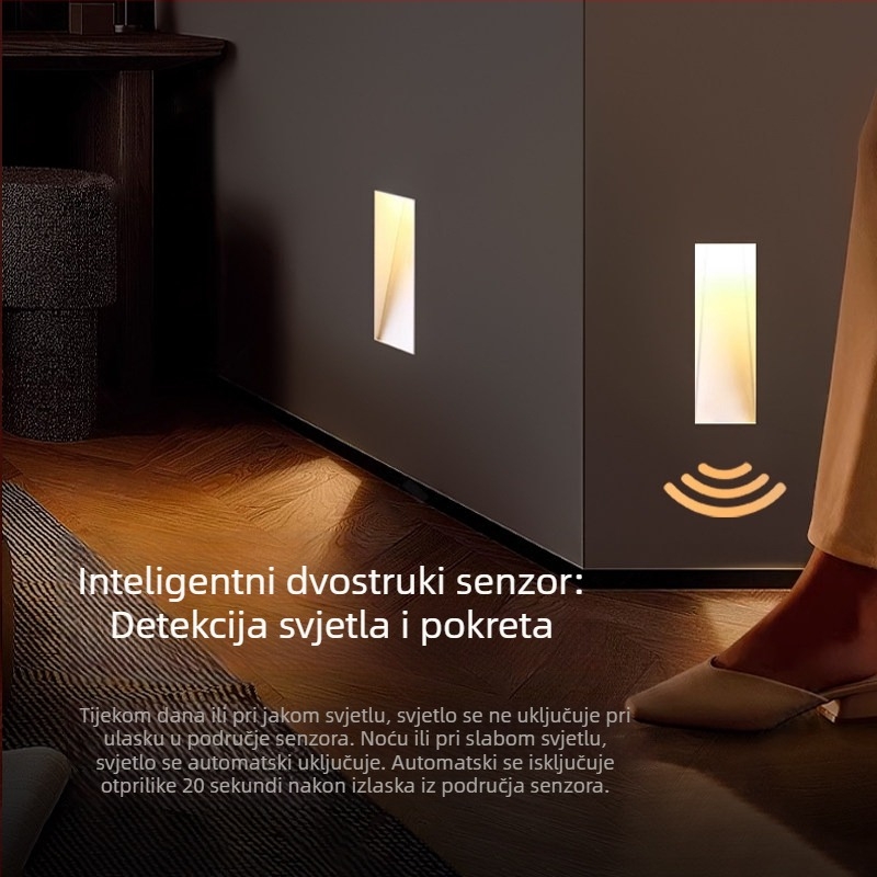 Casambi 86-tip bezokvirno ugrađeno svjetlo za stepenice s detekcijom pokreta i upravljanjem svjetlom za stepenice i hodnike (nevidljivo ugradno svjetlo)