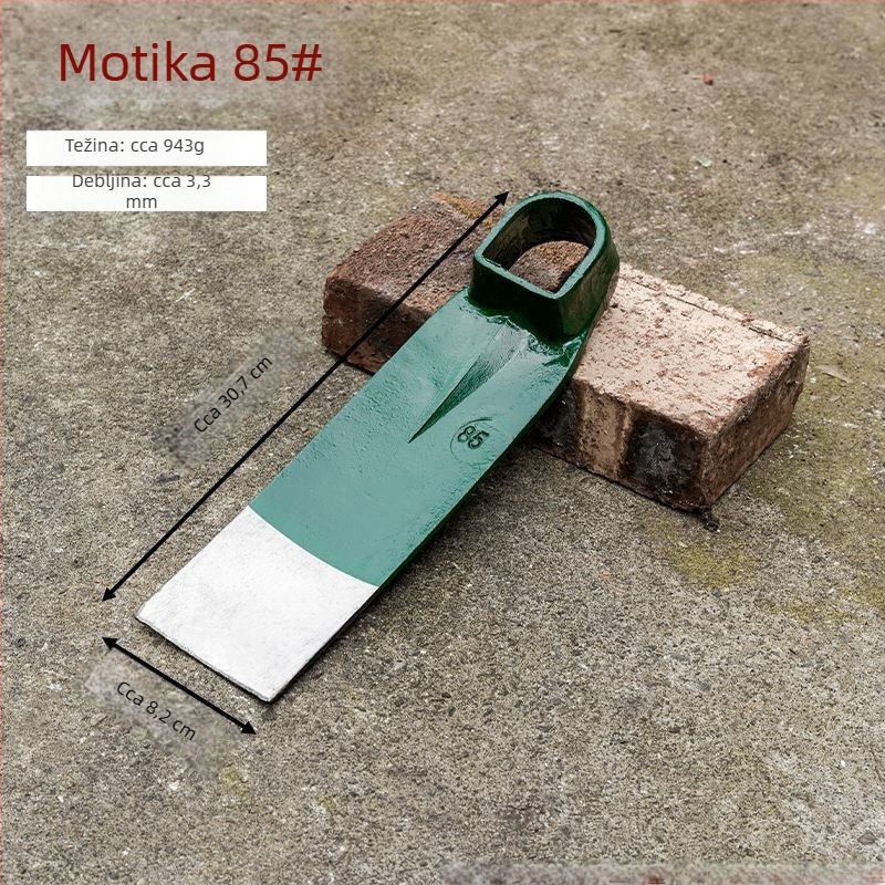 Vojno-zelena ručno kovana motika od željezničkog čelika, debela za kopanje, višenamjensko vrtno pomagalo
