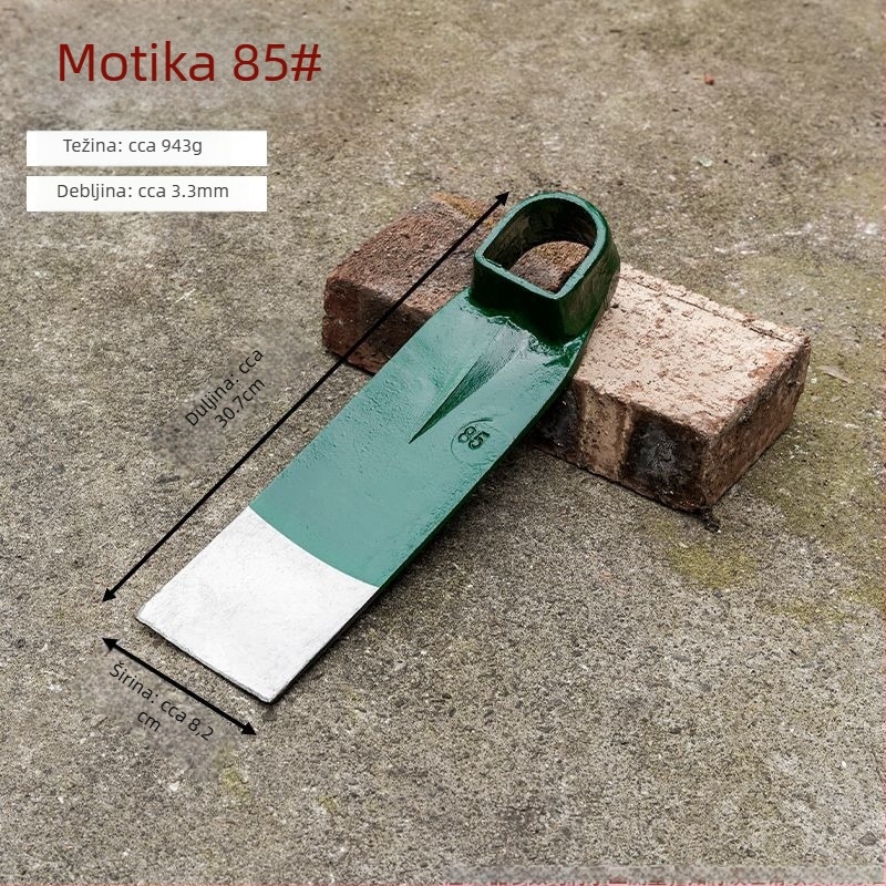 Vojno-zelena ručno kovana motika od željezničkog čelika, debela za kopanje, višenamjensko vrtno pomagalo