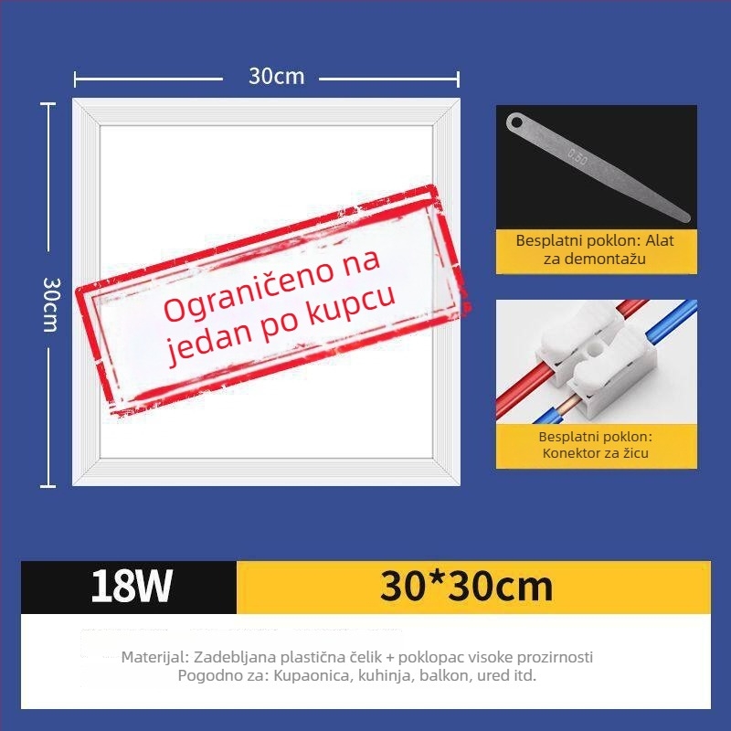 Ugradno stropno LED svjetlo za kupaonu i kuhinju s aluminijskim panelom