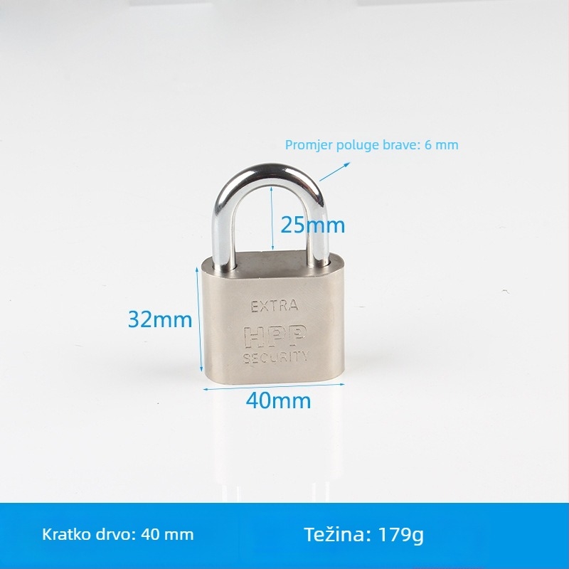 Katanac protiv krađe za kućnu upotrebu, mali katanc, mini lažni nehrđajući čelik, univerzalna glava brave