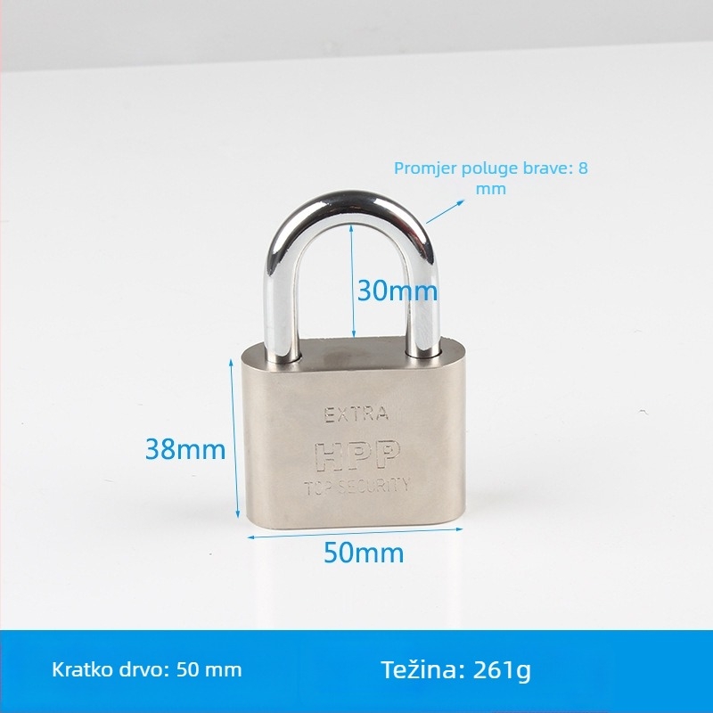 Katanac protiv krađe za kućnu upotrebu, mali katanc, mini lažni nehrđajući čelik, univerzalna glava brave