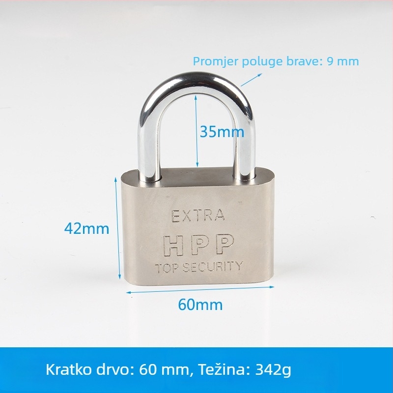 Katanac protiv krađe za kućnu upotrebu, mali katanc, mini lažni nehrđajući čelik, univerzalna glava brave