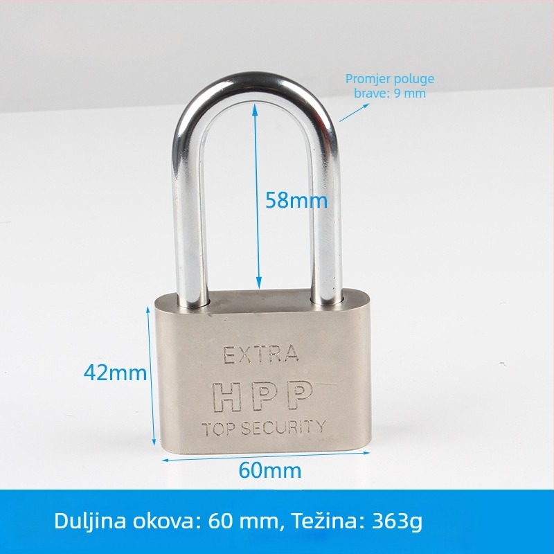 Katanac protiv krađe za kućnu upotrebu, mali katanc, mini lažni nehrđajući čelik, univerzalna glava brave